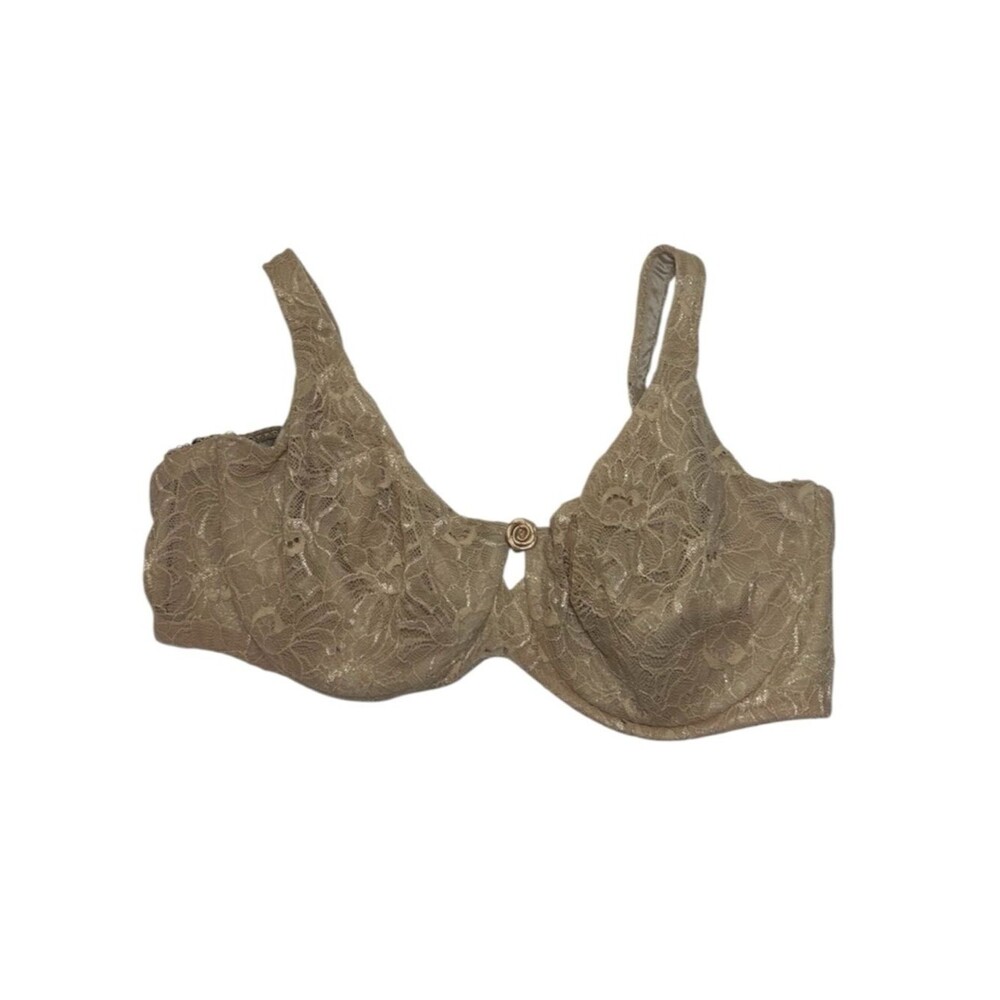 Soma Lace unlined Bra 34DDD 34F  Taupe Tan